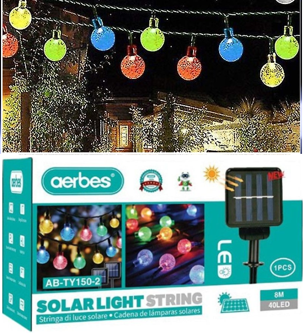 Ηλιακά φωτάκια μπαλάκια σε καλώδιο 40LED AB-TY150-2 AERBES RGB Aerbes