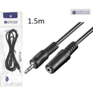 Καλώδιο ήχου εικόνας 3.5mm αρσενικό σε 3.5mm θηλυκό μαύρο 1.5m AOWEIXUN OEM