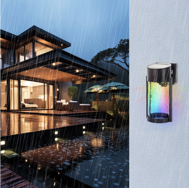 Ηλιακό φωτιστικό απλίκα τοίχου LED RGB 2W μαύρο AIGOSTAR 321864 AIGOSTAR