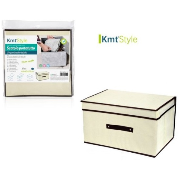 Υφασμάτινο κουτί αποθήκευσης μπεζ 40x40x25cm Kmt style 3283157 OEM