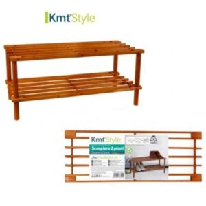Ξύλινη παπουτσοθήκη με 2 ράφια 29.5x26x70cm σκούρο καφέ Kmt style 5403304 OEM