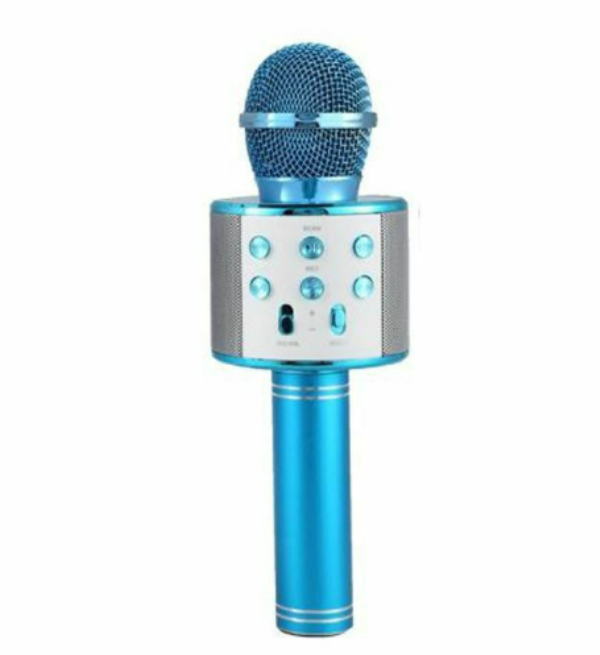 Ασύρματο bluetooth μικρόφωνο με ενσωματωμένο ηχείο και καραόκε μπλε WS-858 OEM