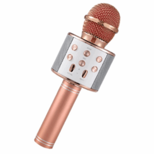 Ασύρματο bluetooth μικρόφωνο με ενσωματωμένο ηχείο και καραόκε ροζ/χρυσό WS-858 OEM