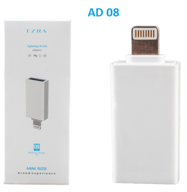Μίνι αντάπτορας Lightning αρσενικό σε USB θηλυκό λευκός AD08 EZRA EZRA