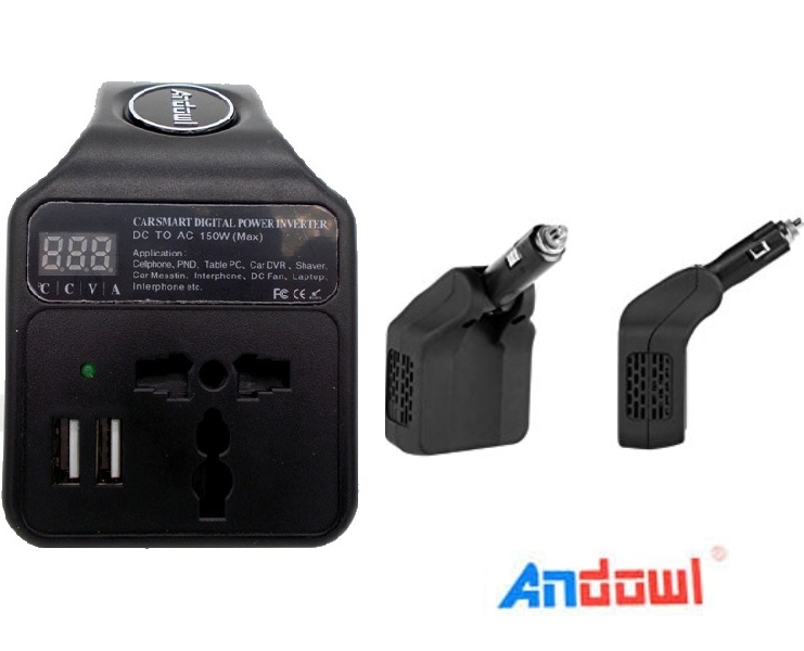 Έξυπνος μετατροπέας ισχύος αυτοκινήτου 150W DC σε AC QY-4168 ANDOWL Andowl