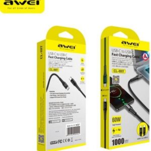 Καλώδιο ταχείας φόρτισης Type-C σε Type-C μαύρο CL-111T AWEI AWEI