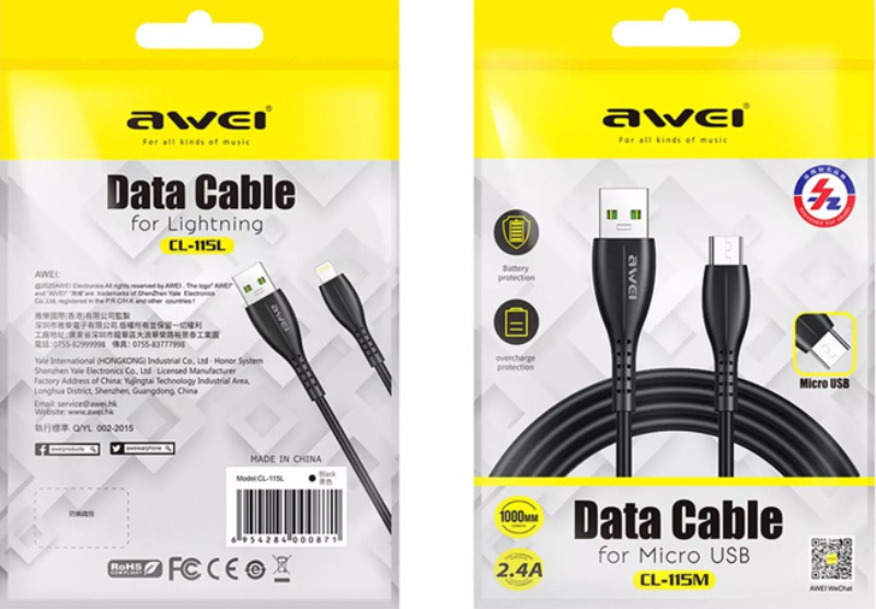 AWEI καλώδιο γρήγορης μετάδοσης δεδομένων MICRO USB CL-115M AWEI