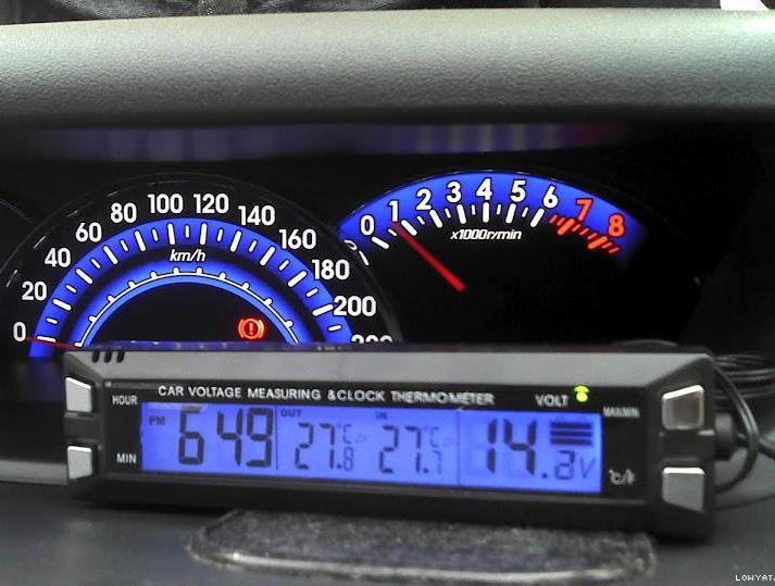 Ψηφιακό ρολόι, θερμόμετρο ΙΝ/OUT και βολτόμετρο αυτοκινήτου 0310 OEM