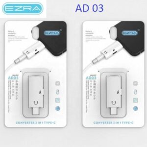 Προσαρμογέας Type-C αρσενικό σε 3.5mm Jack θηλυκό και Type-C θηλυκό λευκό AD03 EZRA EZRA