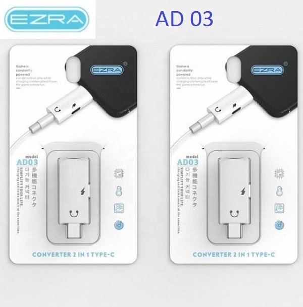 Προσαρμογέας Type-C αρσενικό σε 3.5mm Jack θηλυκό και Type-C θηλυκό λευκό AD03 EZRA EZRA