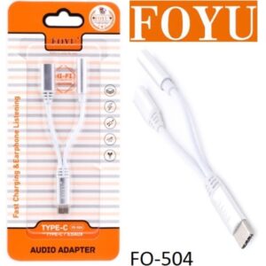Αντάπτορας Type-C αρσενικό σε 3.5mm audio jack θηλυκό και Type-C θηλυκό λευκό FO-504 FOYU OEM