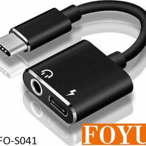 Αντάπτορας Type-C αρσενικό σε 3.5mm audio jack θηλυκό και Type-C θηλυκό  μαύρο FO-S041 FOYU OEM