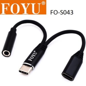Αντάπτορας Type-C αρσενικό σε 3.5mm audio jack θηλυκό και Type-C θηλυκό μαύρο FO-S043 FOYU OEM