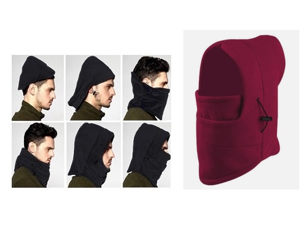 Ζεστή Κουκούλα Fleece 6 σε 1 σκούρο κόκκινο 38411-10 OEM