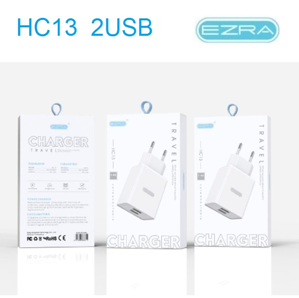 Φορτιστής πρίζας γρήγορης φόρτισης 2 USB 2.4A HC13 EZRA EZRA