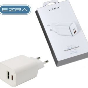Διπλός φορτιστής με θύρα USB και θύρα Type-C 20W λευκός HC60 EZRA EZRA