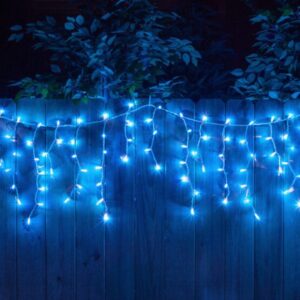 LED διακοσμητικά φώτα κουρτίνα μπλε επεκτεινόμενη 4.5m (κάθετα 0,80cm)  σε διαφανές καλώδιο OEM