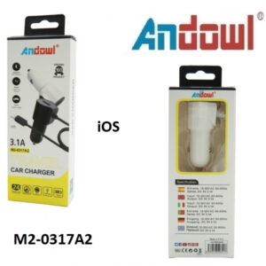 Φορτιστής αυτοκινήτου με θύρα USB και καλώδιο Lightning 3.1A M2-0317A2 ANDOWL Andowl