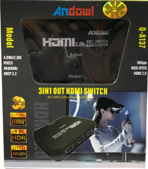 3σε1 HDMI SWITCH 4k UHD Q-A137 ANDOWL Andowl