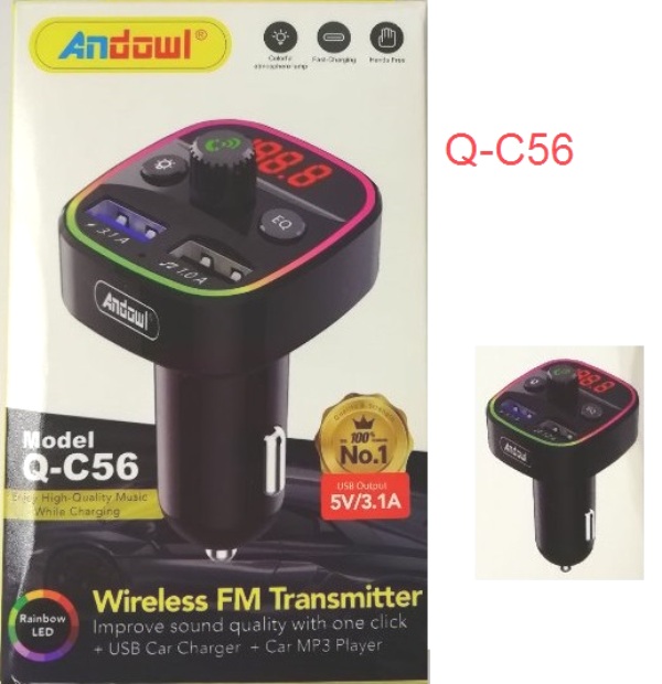 Ασύρματος πομπός FM Bluetooth Q-C56 ANDOWL Andowl