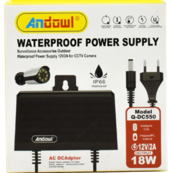 Τροφοδοτικό καμερών CCTV 12V 2A 18W μαύρο Q-DC550 ANDOWL Andowl
