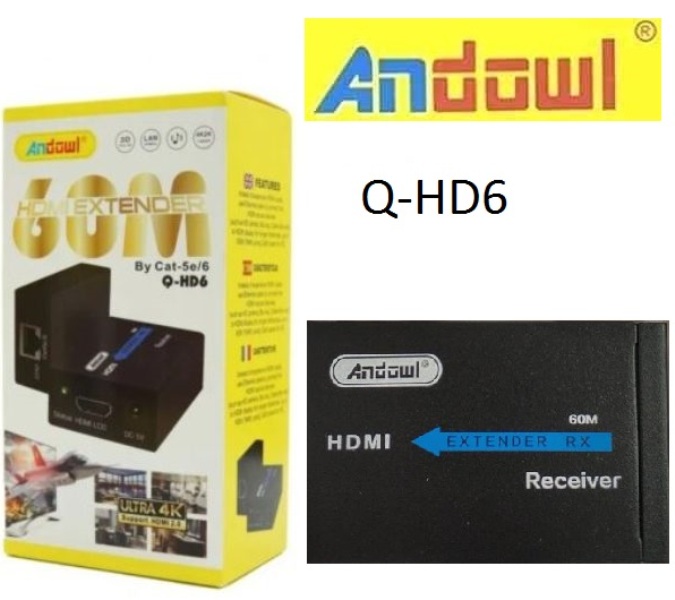 Συσκευή επέκτασης HDMI με CAT5E/CAT6 60m 4K Q-HD6 ANDOWL Andowl