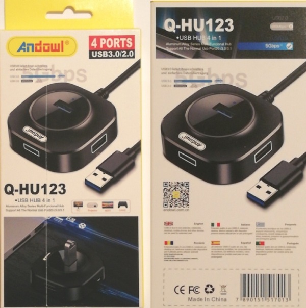 USB HUB 4σε1 Q-HU123 ANDOWL Andowl