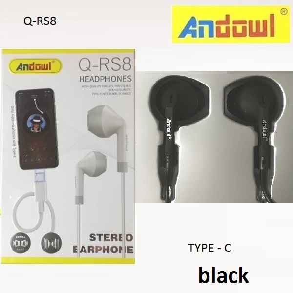Στερεοφωνικά ακουστικά Type-C μαύρα Q-RS8 ANDOWL Andowl
