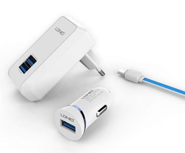 Έξυπνο σετ φόρτισης 3σε1 LDNIO Lightning Ldnio