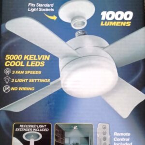 Ανεμιστήρας – λάμπα οροφής λευκή E27 LED 1000 lumens  με τηλεχειριστήριο OEM
