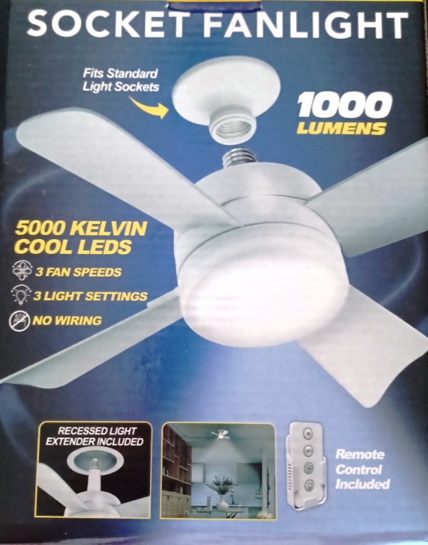 Ανεμιστήρας – λάμπα οροφής λευκή E27 LED 1000 lumens  με τηλεχειριστήριο OEM
