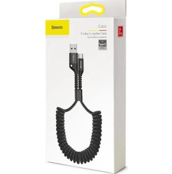 Καλώδιο σπιράλ type-C Male – USB-A Male Μαύρο 1m OEM