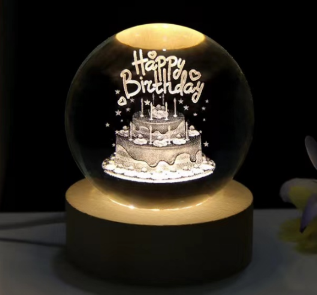 Διακοσμητικό φωτάκι νυχτός σε σφαίρα "Happy birthday" OEM