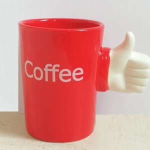 Κόκκινη κεραμική κούπα Coffee με λαβή χεράκι like OEM