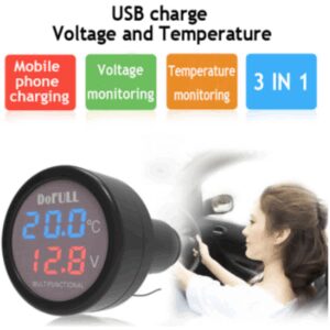 3 σε 1φορτιστής αυτοκινήτου USB, θερμόμετρο και μετρητής τάσης μπαταρίας DoFull OEM