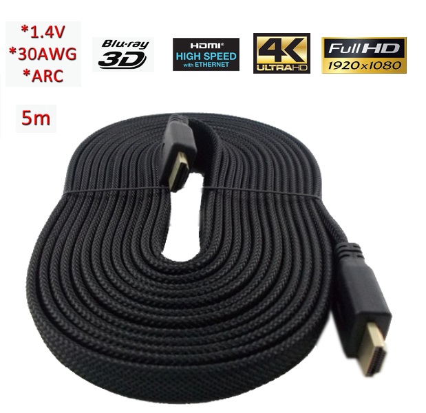 High Speed HDMI 1.4 3D καλώδιο με Ethernet - 5m Flat Heavy Duty - 1080p Full HD 0535 OEM