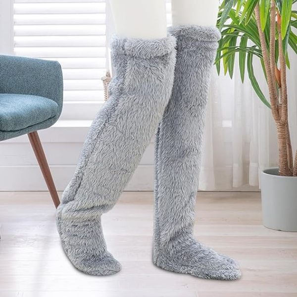 Μακριές κάλτσες σπιτιού fleece γκρι OEM