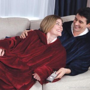 Μαλακή fleece κουβέρτα με επένδυση, με μανίκια & κουκούλα , κόκκινο Βουργουνδίας 8110 OEM