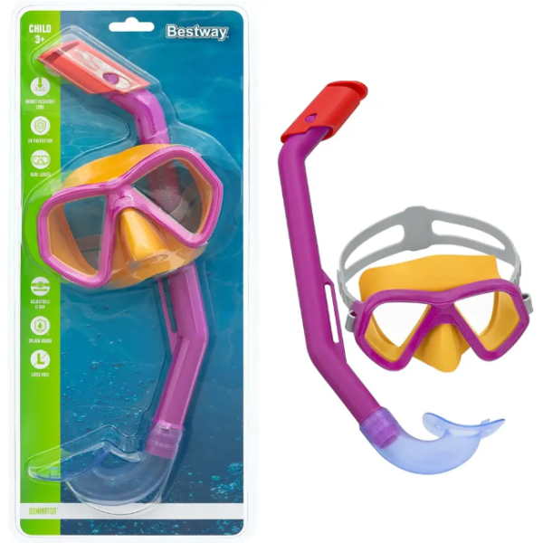 Μάσκα με αναπνευστήρα κίτρινη-μωβ  24023 BESTWAY