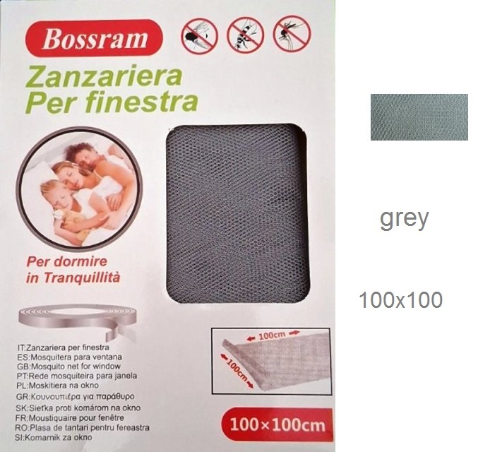 Σήτα εντόμων παραθύρου με ταινία Velcro 100x100cm γκρι Bossram