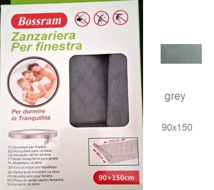 Σήτα εντόμων παραθύρου με ταινία Velcro 90x150cm γκρι Bossram