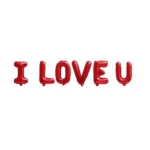 Μεταλλιζέ κόκκινα μπαλόνια αέρα ή ηλίου "I LOVE U" OEM