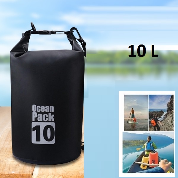 Αδιάβροχη τσάντα παραλίας Ocean Pack 10L μαύρη 8128 OEM