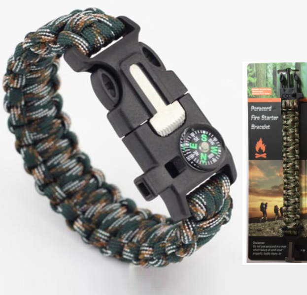 Paracord βραχιόλι επιβίωσης χακί καμουφλάζ OEM