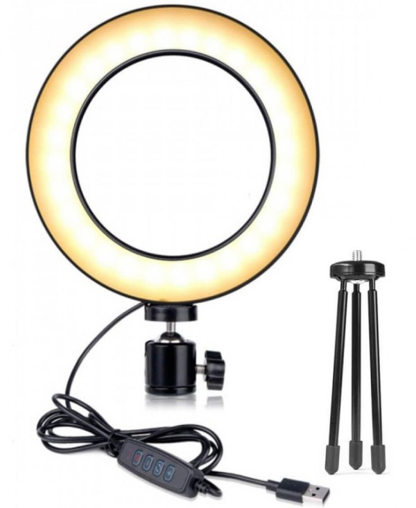 Φωτιστικό δαχτυλίδι USB LED 16 cm με ροοστάτη και τρίποδο 0445 OEM