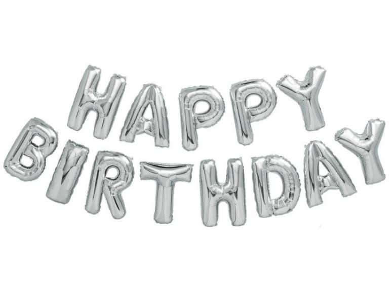 Μπαλόνια γενεθλίων Happy birthday ασημί OEM