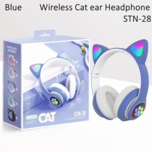 Μπλε ασύρματα ακουστικά αυτιά γάτας Bluetooth με LED εναλλασσόμενο φωτισμό OEM