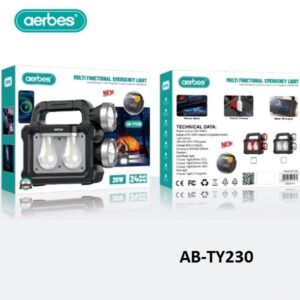 Ηλιακός κι επαναφορτιζόμενος USB φακός LED 20W AB-TY230 AERBES Aerbes
