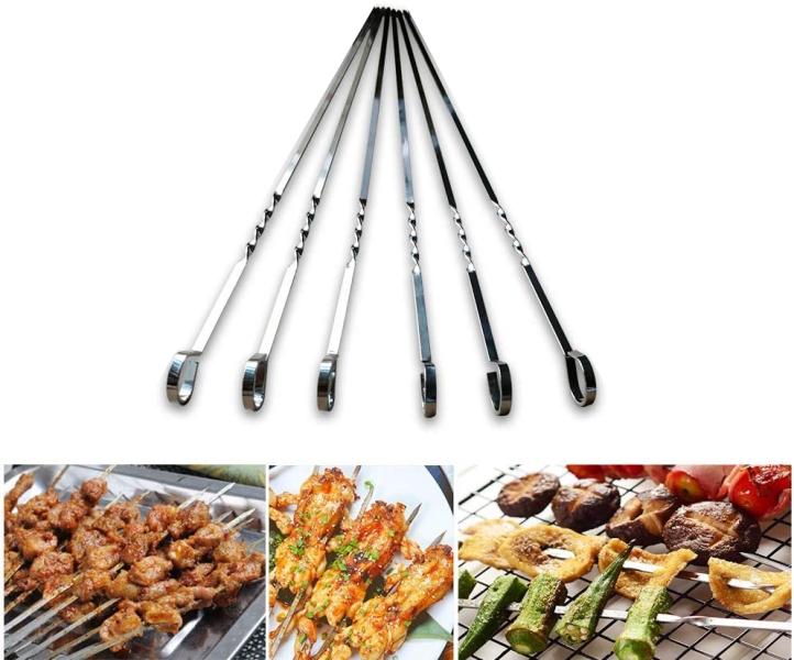 BBQ sticks μεταλλικά πλακέ σετ 6 τεμαχίων 40cm 4428 OEM