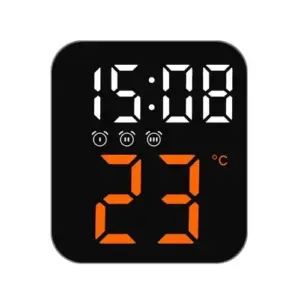 Επαναφορτιζόμενο ξυπνητήρι μαύρο με λευκά- πορτοκαλί ψηφία GH8015 OEM